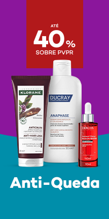 Produtos anti queda cabelo o com destaque promocional de at&eacute; 40% sobre pre&ccedil;o de Venda ao P&uacute;blico Recomendado